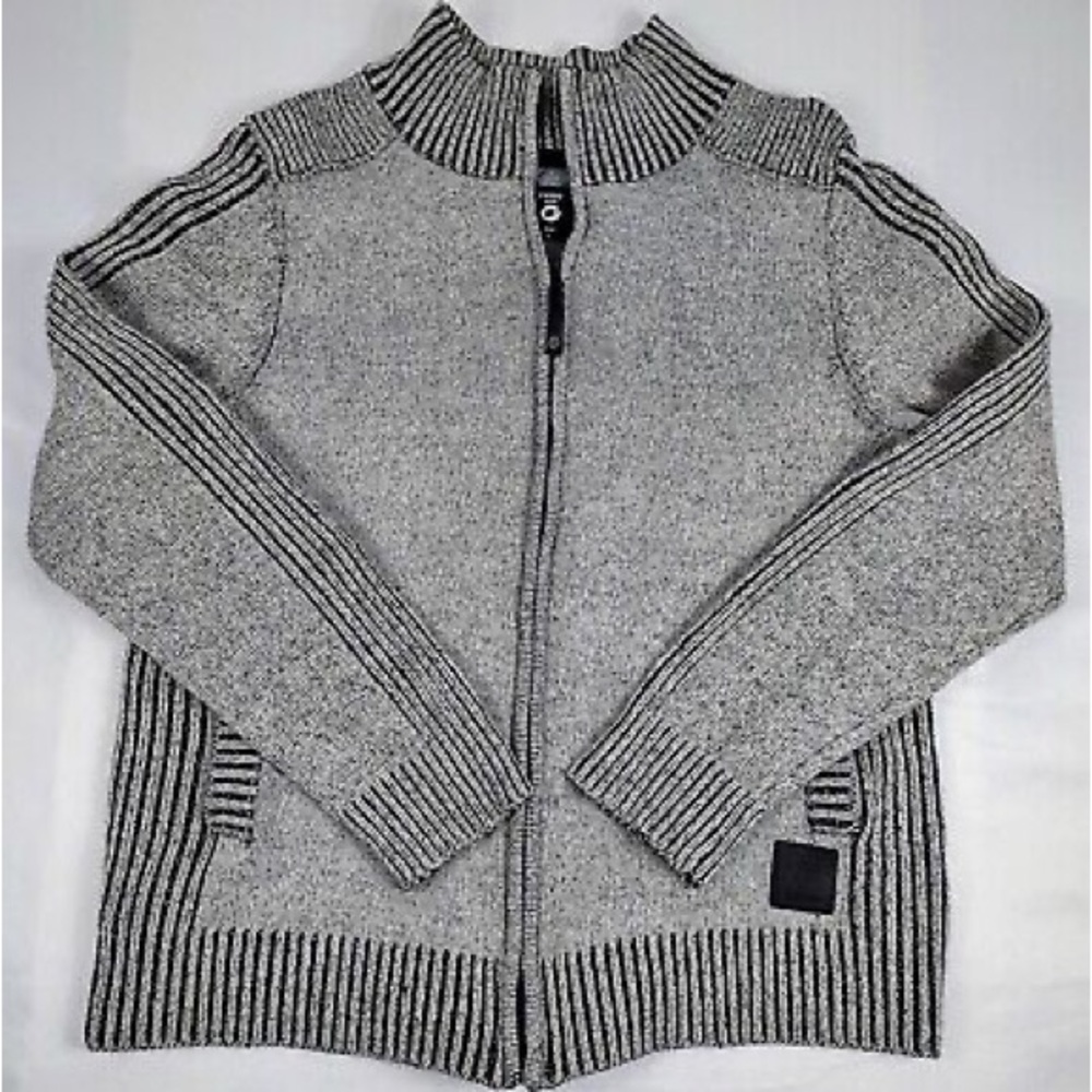 Fried denim Gray and Black Zip Up Sweater with High Collar